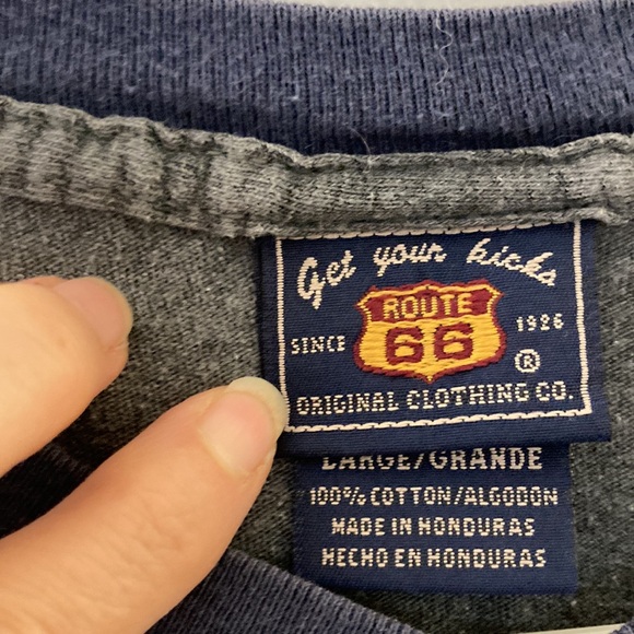🌞 5 for $25. Men’s grey with short sleeved t-shirt. Route 66. Size L. GUC. - Picture 2 of 3